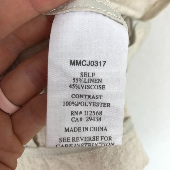 MM Couture Miss Me Women's Size Small Beige Brown Linen Blend Jacket Lightweight - Picture 10 of 11